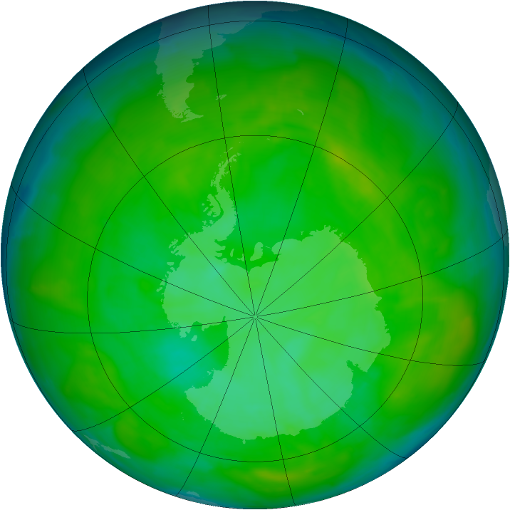 Antarctic ozone map for 14 December 2012